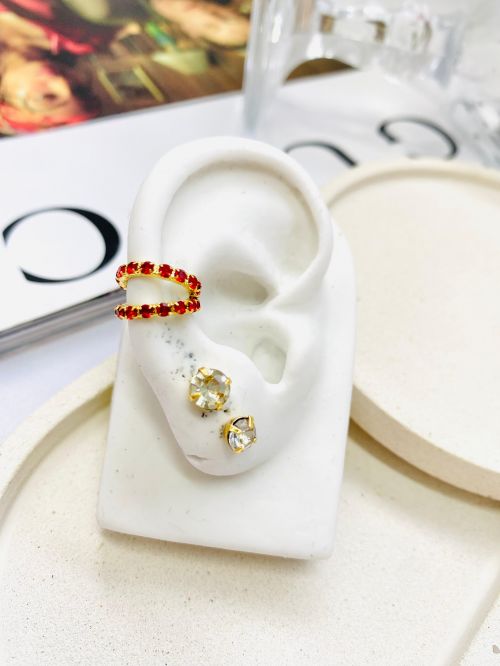 Piercing Fake Duas Voltas Vermelho Dourado
