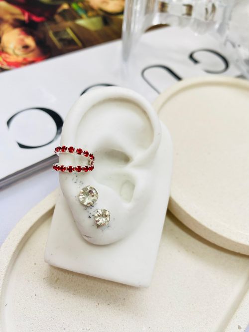 Piercing Fake Duas Voltas Vermelho Prata