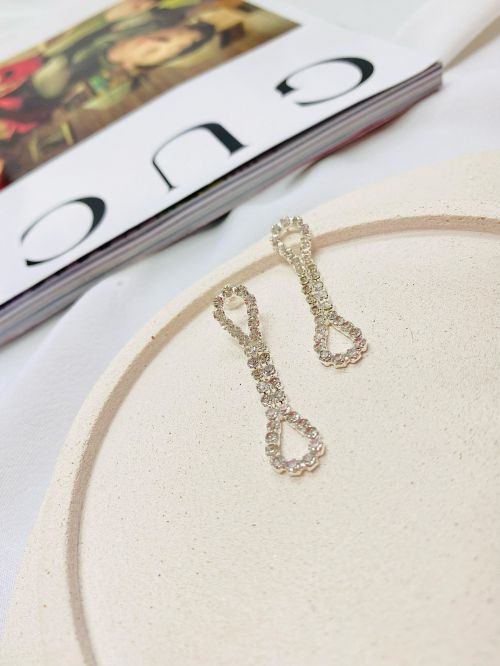 Brinco Festa Gota Dupla Strass Prata