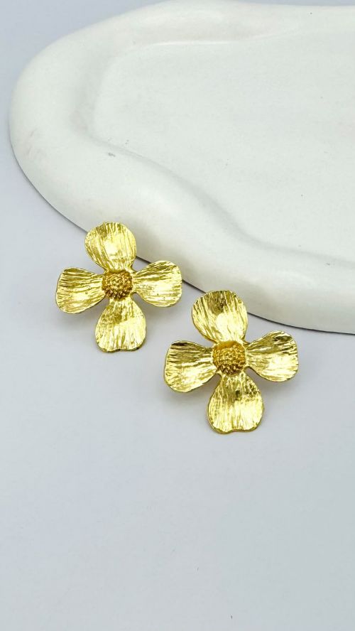 Brinco Flor Quatro Petalas Dourado