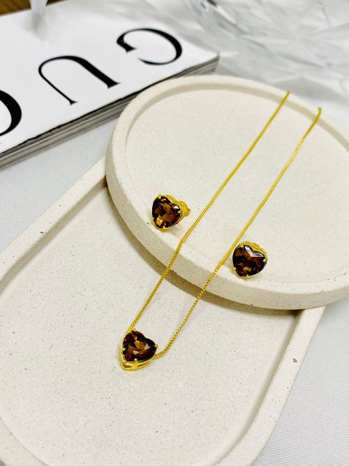 Conjunto Cora��o Preciosa  Dourado