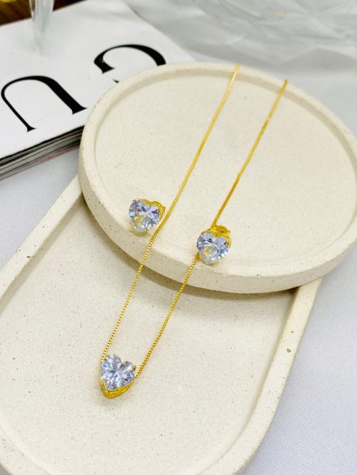 Conjunto Cora��o Preciosa  Dourado