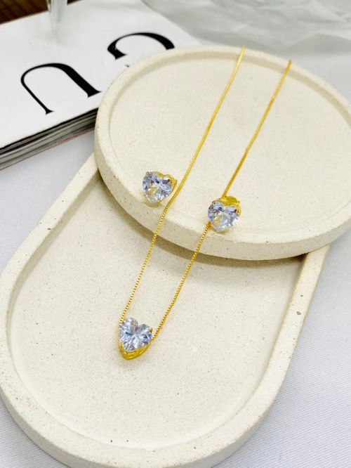 Conjunto Cora��o Preciosa  Dourado