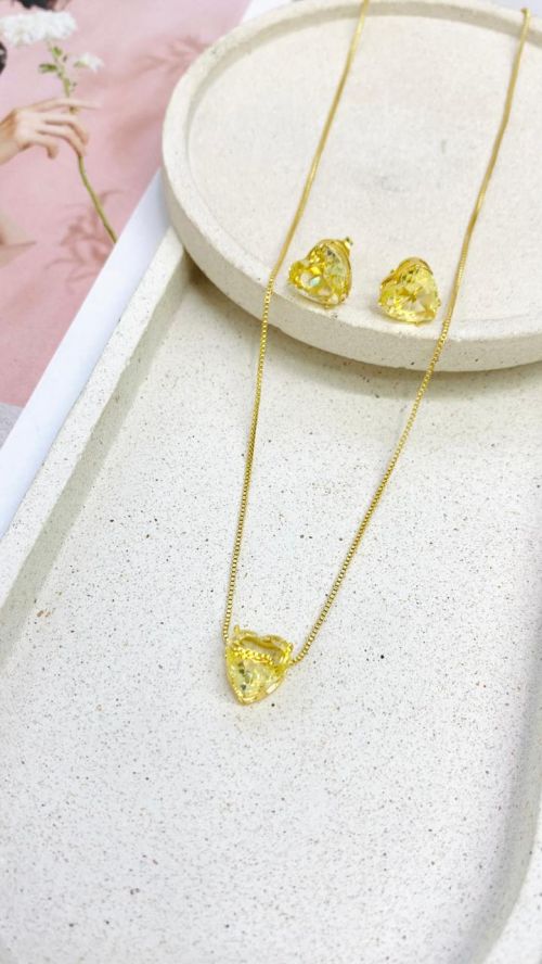 Conjunto Cora��o Preciosa  Dourado