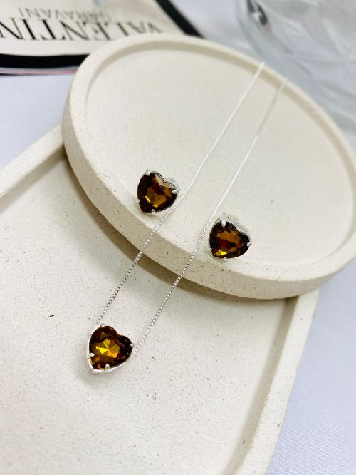 Conjunto Cora��o Preciosa Prata