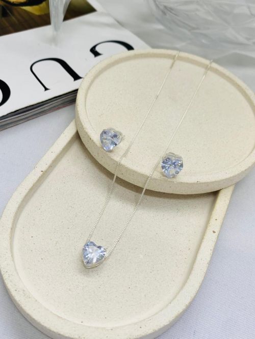 Conjunto Cora��o Preciosa Prata