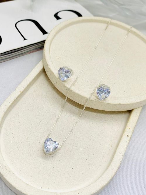 Conjunto Cora��o Preciosa Prata