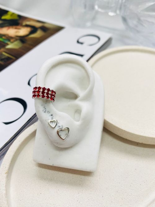 Piercing Fake Tr�s Voltas Vermelho Prata