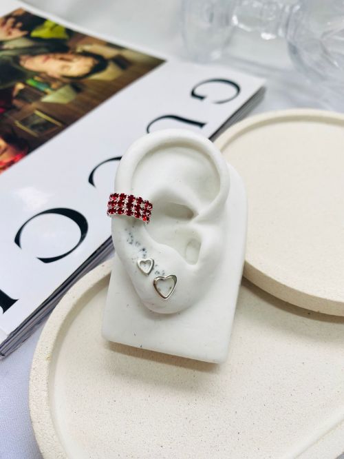 Piercing Fake Tr�s Voltas Vermelho Prata
