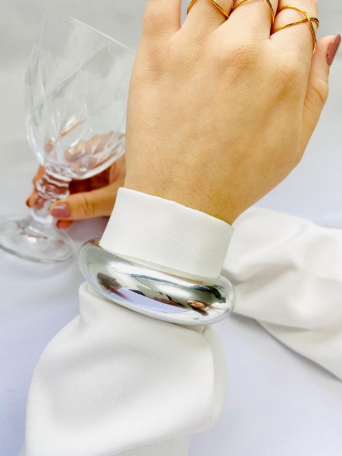 Bracelete Vintage Laminado Prata