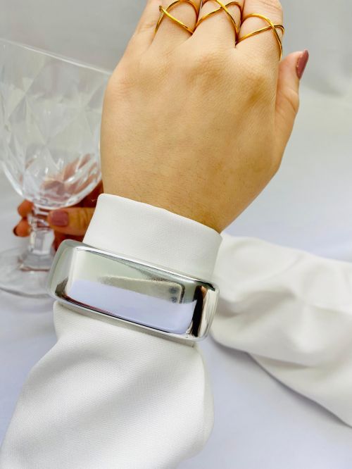 Bracelete Quadrado Laminado Prata