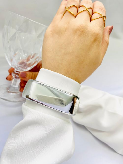 Bracelete Quadrado Laminado Prata