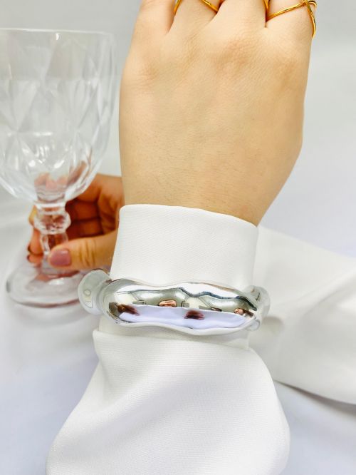 Bracelete Org�nico  Laminado Prata