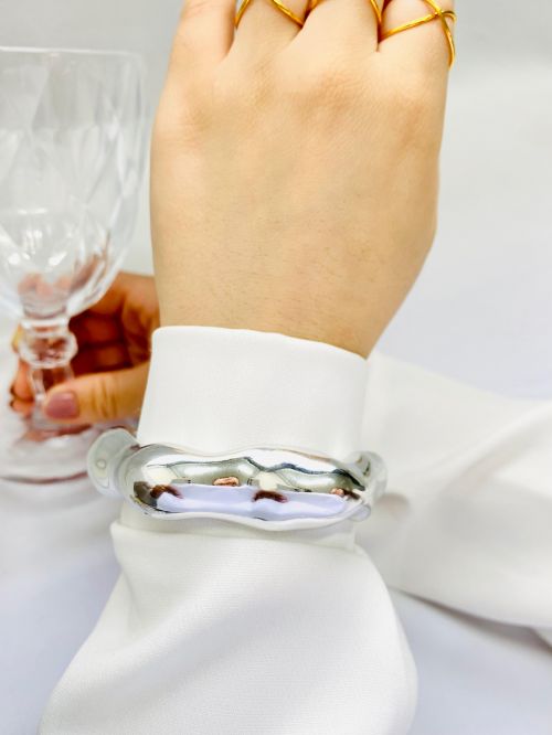 Bracelete Org�nico  Laminado Prata