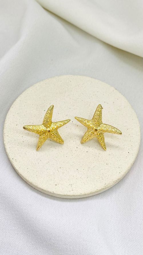 Brinco Estrela Texturizado Dourado