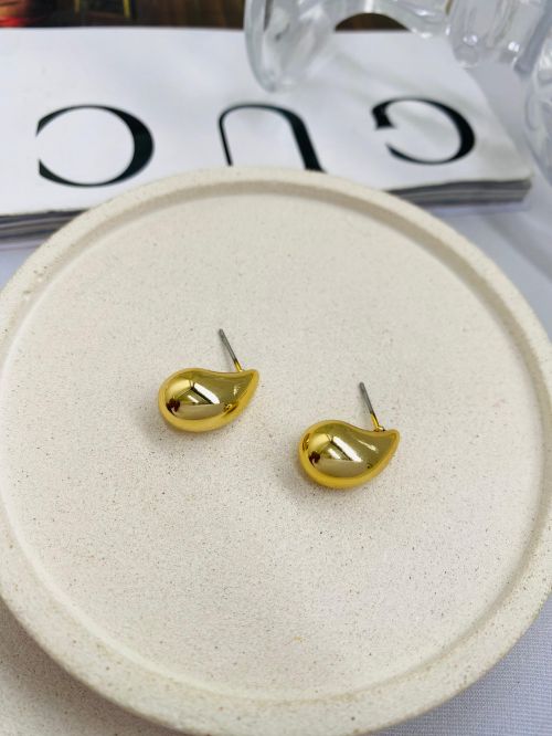 Brinco Gota Abaulado Laminado P Dourado Biju Fina