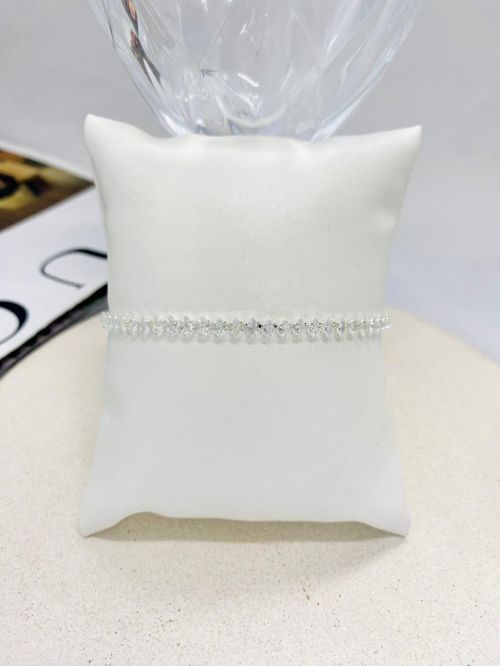 Pulseira Mini Navete Cristal Prata