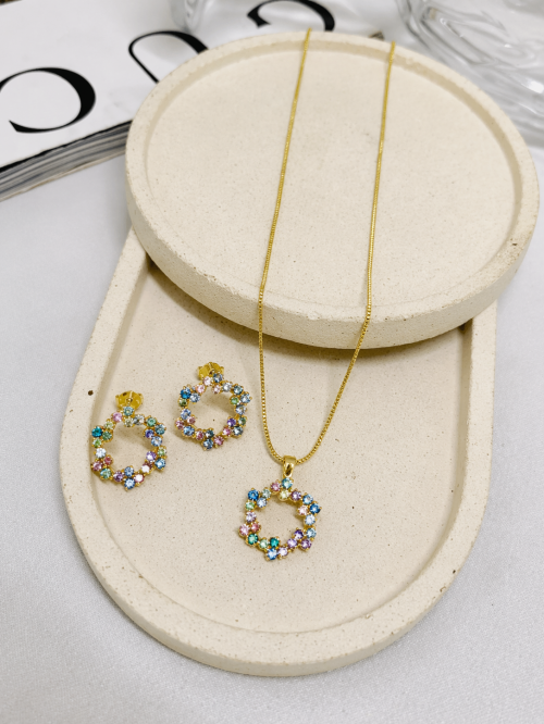 Conjunto Mandala Cravejado Mod.2 Dourado
