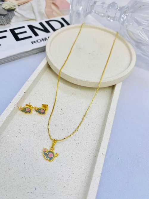 Conjunto Elefante Cora��o Dourado