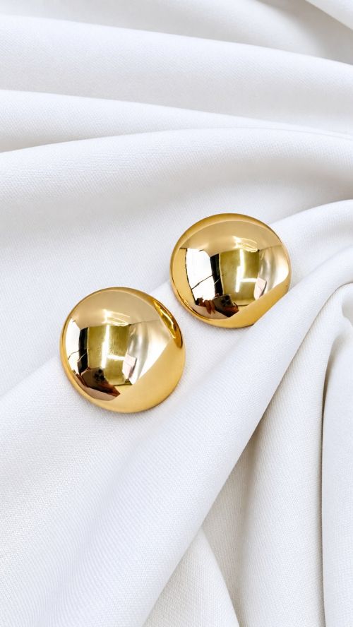 Brinco Bot�o Chic Dourado