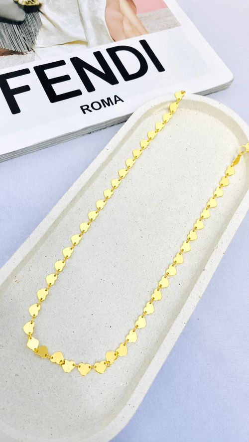 Colar Longo Cora��o Dourado