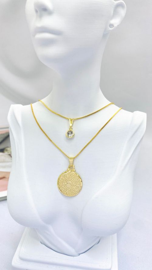 Colar Duplo Pai Nosso Dourado