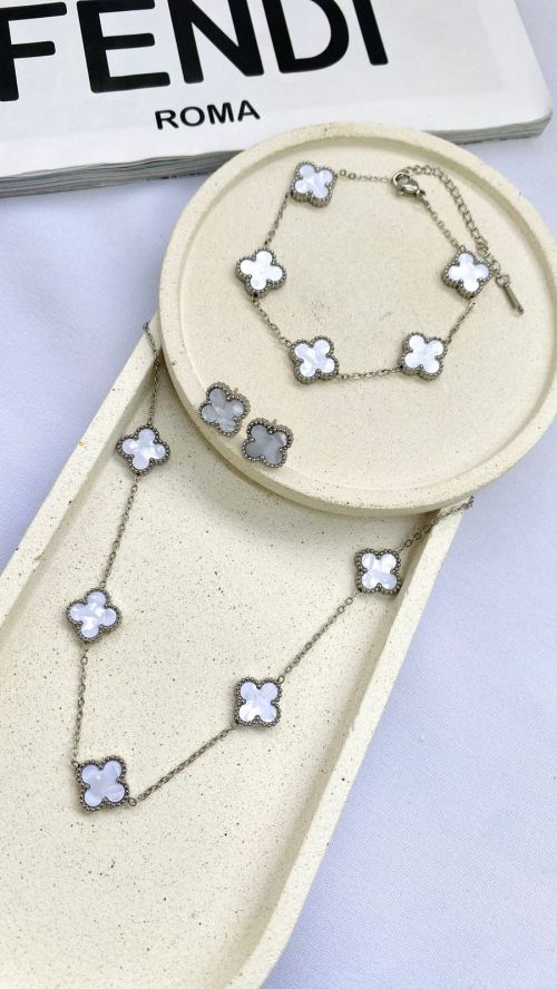 kit Chocker Brinco e Pulseira Virginia Prata A�o Inox