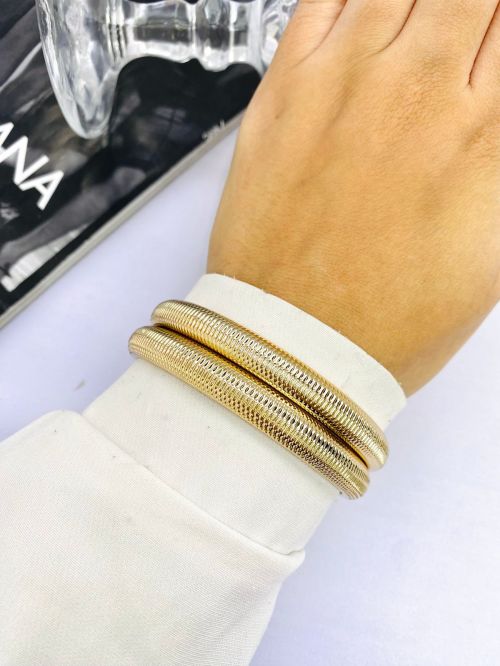 Kit Dois Bracelete Escovado Dourado
