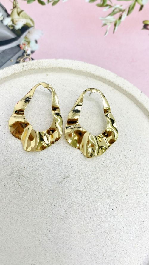 Brinco Gota Org�nico Luxo Dourado