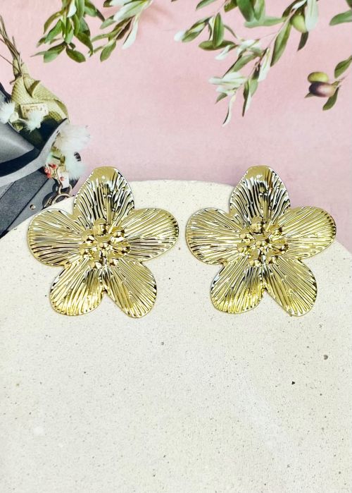 Brinco Flor Radiante Dourado Biju Fina