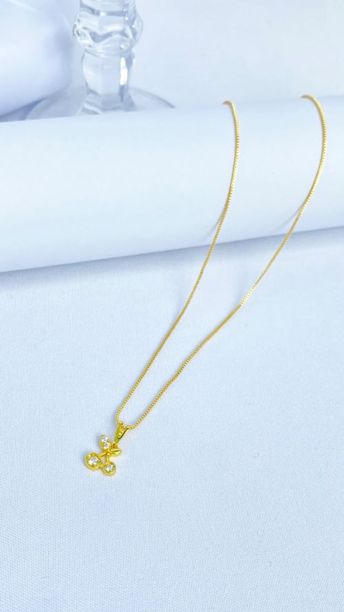 Colar Cereja Cristalina Dourado