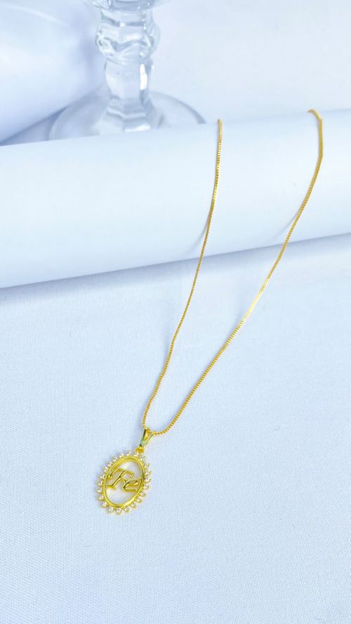 Colar F� Cristal Dourado