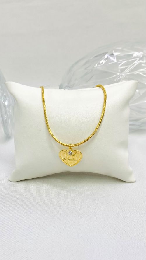 Pulseira Rabo de Rato Cora��o F� Dourado