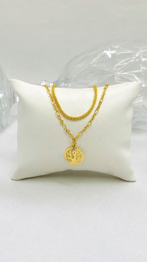 Pulseira Dupla Singapura �rvore Ponto de Luz Dourado