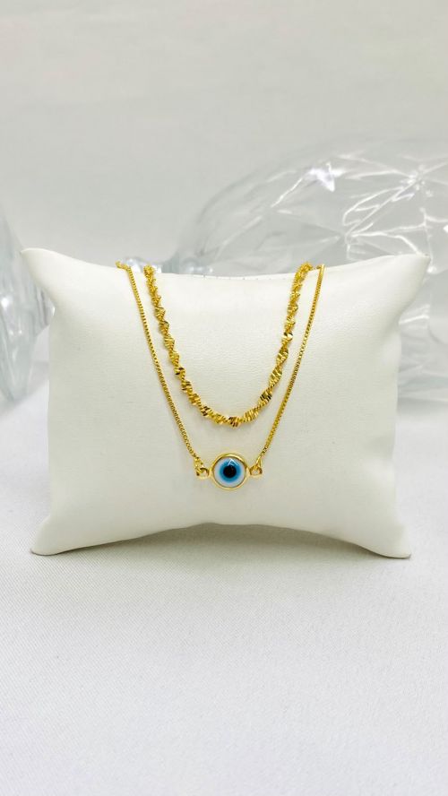Pulseira Singapura Olho Grego Dourado