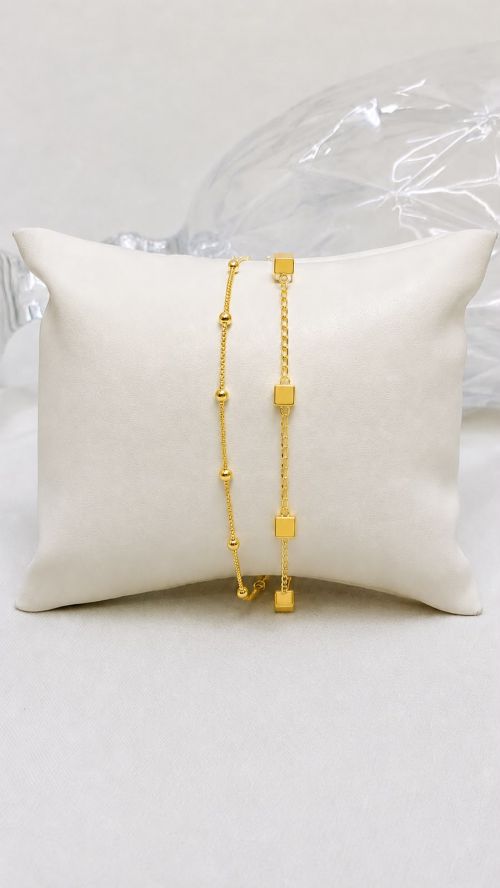 Pulseira Quadrada Luxo Dourado