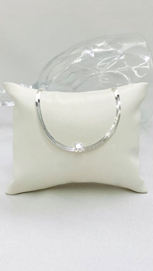 Pulseira Fita Ponto de Luz Prata
