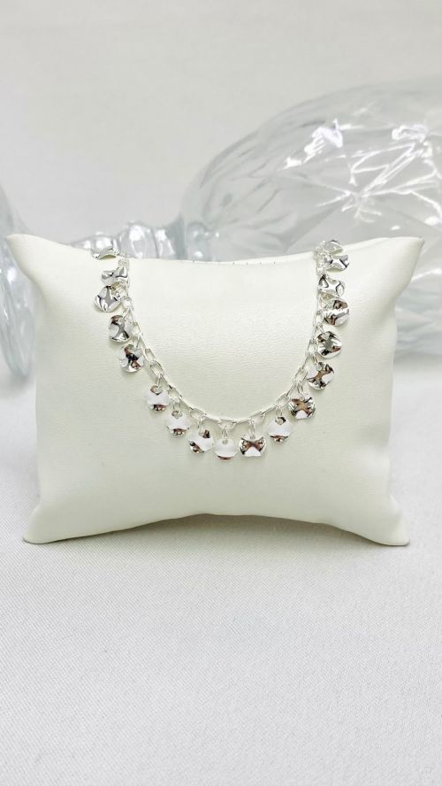 Pulseira Moeda Martelada Luxo Prata
