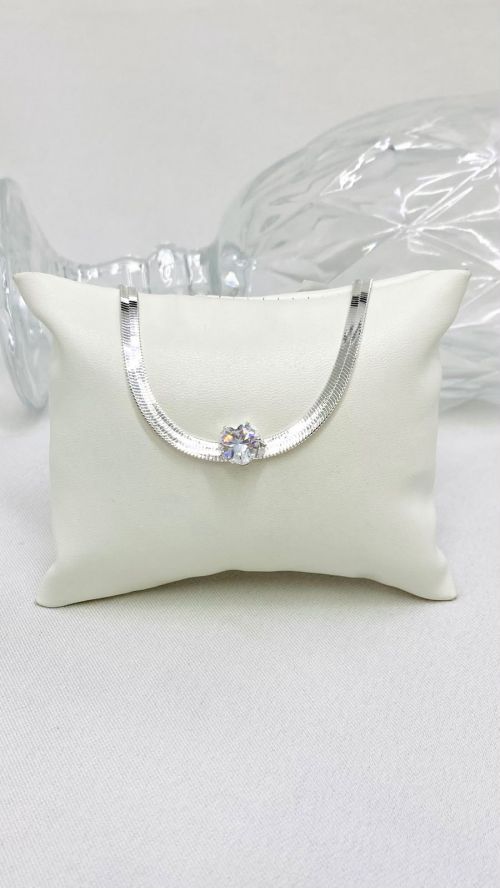 Pulseira Fita Cora��o Cristal Prata