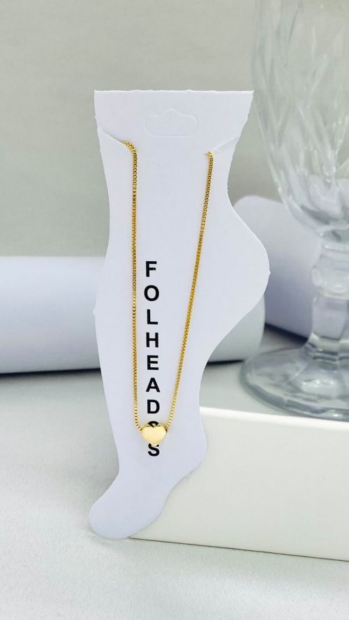 Tornozeleira Cora��o Laminado Dourado