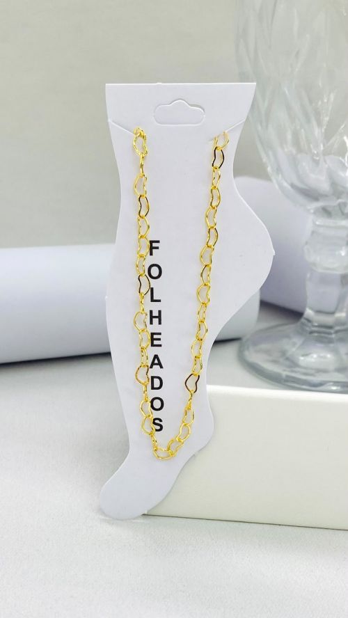 Tornozeleira Cora��o Vazado Dourado
