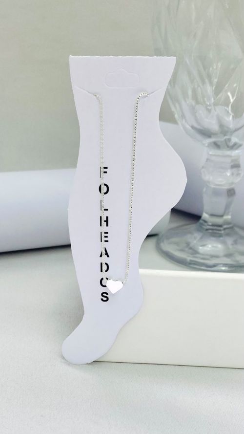 Tornozeleira Cora��o Laminado Prata