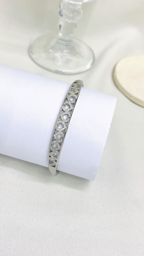 Bracelete Cora��o Vazado Prata
