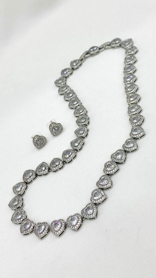 Conjunto Ariana Grande Inspira��o Swarovski Prata
