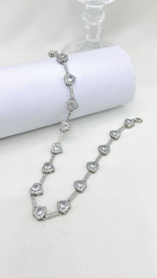 Colar Cora��o Glamour Inspira��o Swarovski Prata