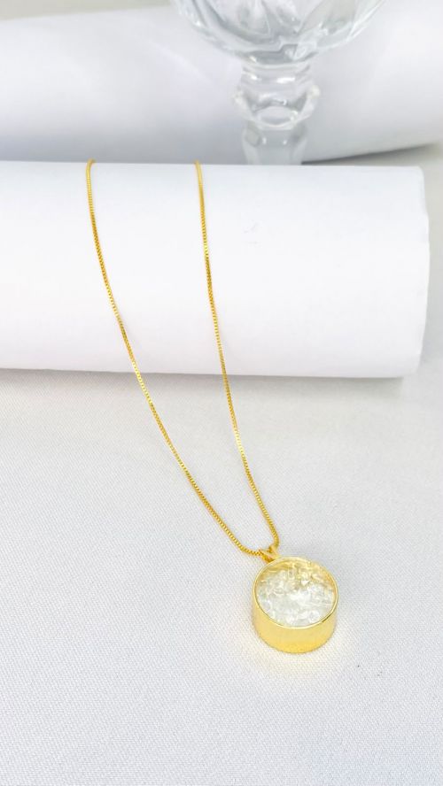 Colar Encapsulado Cristal Dourado