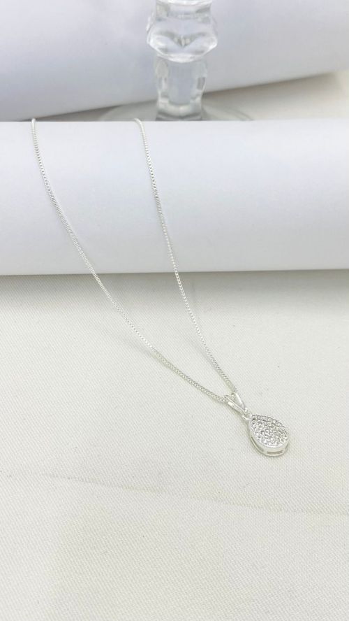 Colar Gota Brilhante Prata