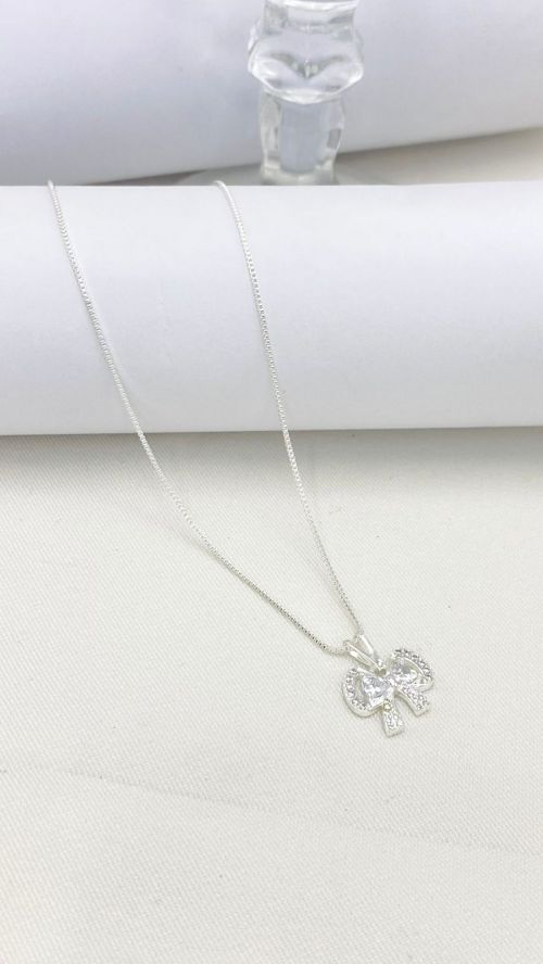 Colar La�o de Diamante Prata