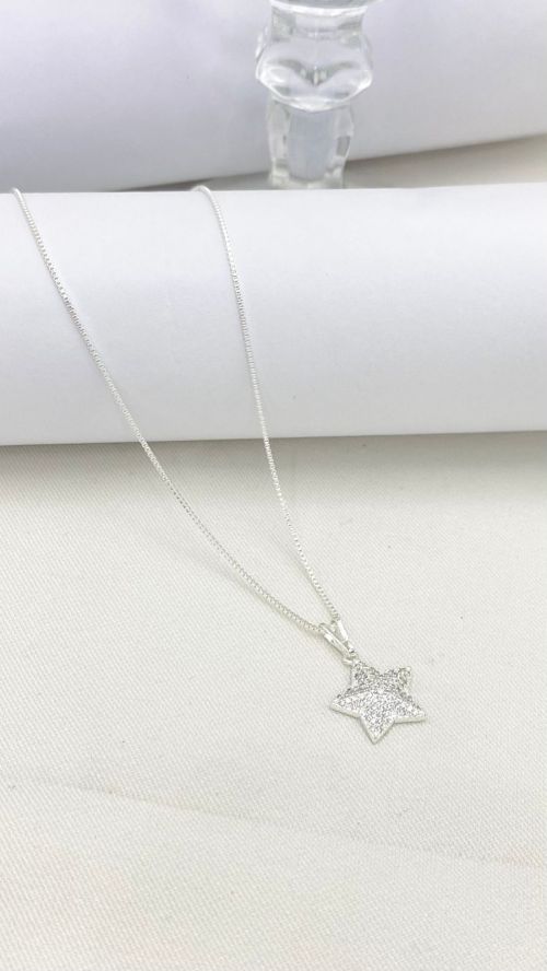 Colar Estrela Oceana Cristal Prata
