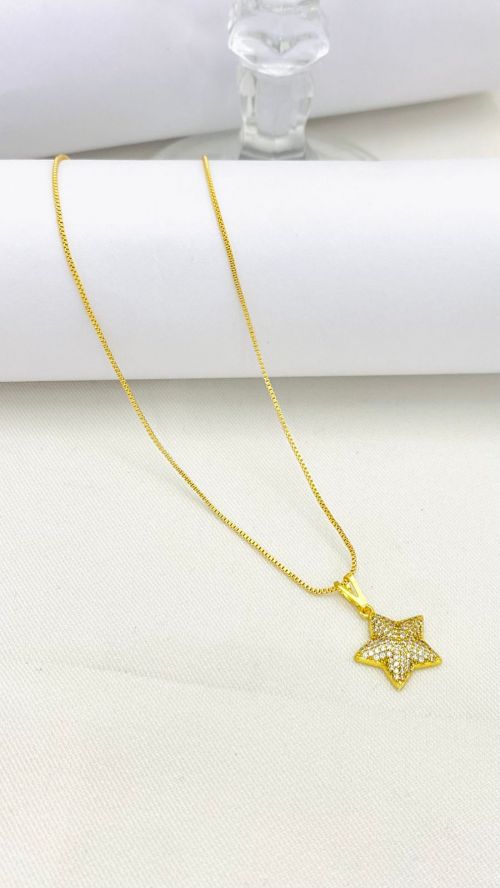Colar Estrela Oceana Cristal Dourado